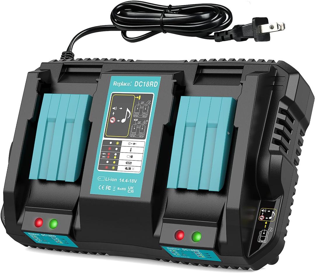 TeenPower 18V Rapid Charger Replacement for Makita Battery Charger 18V Station 2Ports