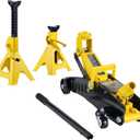 VEVOR Low Profile Floor Jack 2 Ton (4400 lbs), Heavy Duty Iron Hydraulic Racing Floor Jack, Hydraulic Car Jack with Jack Stands, Single Piston Quick Lift Pump, 4.6"-12.8" Height Lifting Range (Yellow)