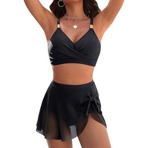 Blooming Jelly Womens High Waisted Bikini Set Gold Metal Two Piece Swimsuits Tummy Control Tie Knot 2025 Bathing Suits M