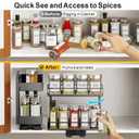 iSPECLE 2 Pack Pull Out Spice Rack - Rotate Peel and Stick No-Drill Vertical Spice Rack Organizer for Cabinet Easy Access Spices, Adjust Height for 4oz to 8oz Spice Jars, Fits Small Pantry Cabinet