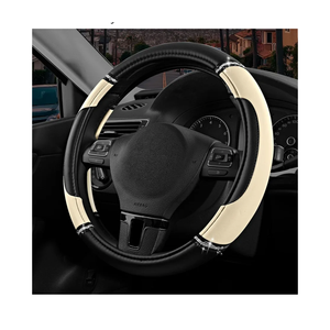 Road Comforts Leather Steering Wheel Cover - Made with PVC Leather - Anti-Slip, Universal Fit 14 1/2 inches to 15 inches - Milky White