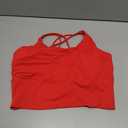 Redqenting Longline Sports Bra for Women with Removable Padded,Sexy Criss Cross Back Strappy Yoga Bras Workout Tank Tops Bright Red L