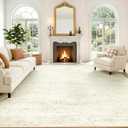 8x10 Washable Area Rug for Living Room Bedroom, Retro Printed Traditional Vintage Rug, Non-Slip Foldable Large Carpet for Dining Room Home Decor, Beige