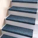Bullnose Carpet Stair Treads, Non Slip Stair Treads for Wooden Steps Indoor, Stair Runner, Soft Stair Rugs for Pets, Edging Stair Protectors, Washable, 29.5"x9.5"x1.5" 2pcs, Blue