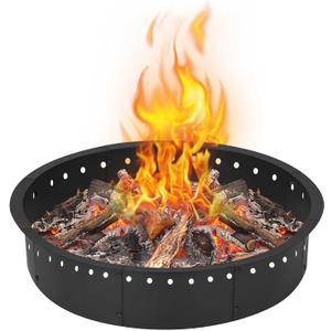36 Inch Inner Fire Pit Ring Smokeless, 40 inch Outer Large Round Steel Fire Pit Insert Metal Fire Ring Liner Rim Heavy Duty for Outdoor Camping Garden Patio Backyard