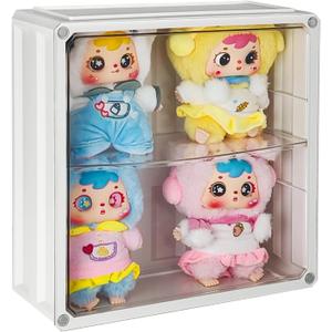 Display Case for Figures, Wall-Mounted Collectibles Clear Case, Adjustable Display Stand Acrylic Display Box with Door Dust and Moisture Proof Suitable for Pop Mart Lego Collectibles Action Figures