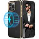 LOHASIC for iPhone 15 Pro Case Leather – Soft Luxury Magnetic Cover Compatible with MagSafe Accessories, Classic Minimalist Designer i Phone 15 Pro Phone Case for Business Men Women, Black