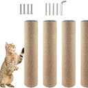 MUYG 4 Pcs Cat Scratching Post Replacement for Indoor 15.7 x 3.1 Inches Cats Tree Replacement Parts Natural Jute Pole Part Cat Scratch Posts Refill with M8 Screws Spare Cat Furniture Accessories