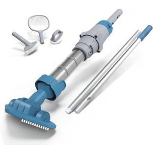 KOKIDO 5-in-1 Rechargeable Spa Vacuum Essential Kit - Multi-Angle Head, Section Pole, 3 Hand Tools: Skimmer, Scrubber, and Brush. Cold/Hot Water Safe, Ideal for Inflatable Spa Hot Tub Xtrovac100