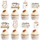 Jollyboom A Baby is Brewing Baby Shower Decorations, 24pcs Coffee Something Sweet is Brewing Cupcake Toppers Double-sided Printing Brown for Coffee Gender Reveal Pregnancy Announcement Gift