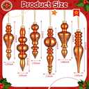 Soaoo 6 Pcs 6.3 Inch Mexican Colors Mercury Glass Finial Christmas Ornaments Hanging Christmas Finials Glass Ornaments Assorted Mercury Decor for Xmas Tree Vintage Holiday Decoration(Classic)