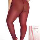 Plus Size Fleece Lined Tights Women,Warm Pantyhose Leggings Women,Fake Translucent Thermal Skin Colored Tights Winter. (Red, M)