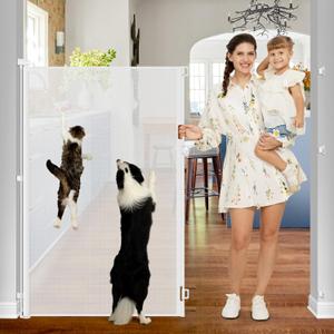 55 Inch Extra Tall Pet Gate Tall Retractable Baby Gate - No Jumping, Extends to 55" Wide Retractable Gate Outdoor Retractable Dog Gate Indoor Extra Tall Baby Gate Tall Pet Gates for Doorways, White ((55" Tall x 55" Wide), White)