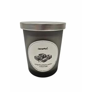 HD Designs Halloween Frosted Jar Candle Gray Caramel, 8 oz.