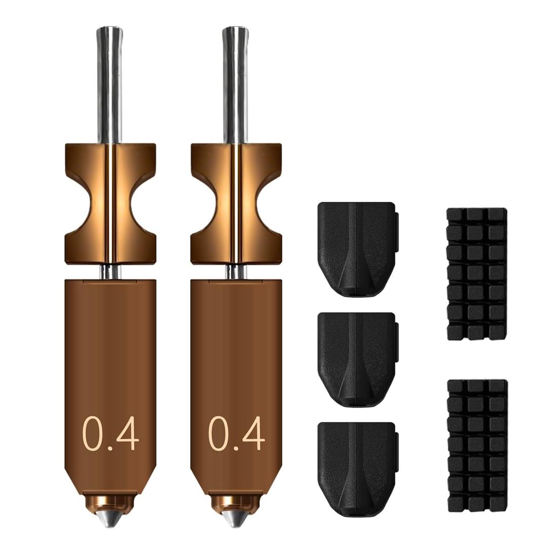 2 Pcs 0.4MM Integrated Adventurer 5X Nozzle Kit for Flashforge AD5X 3D Printer Hotend Heating Block Component with 3Pcs Silicone Socks and 2Pcs Nozzle Wipers, AD5X Accessories