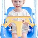 Toddler Swing, 3-in-1 Baby Swing Seat, Anti-Flip Snug & Secure Detachable Kids Swing Set, Infants to Teens Swing Seat for Playground Indoor Outdoor. (Macaron Blue)