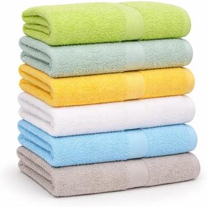 Small and Lightweight Cotton Towels Assorted Pastel Mix 24 x 40 inches Towels (6) Perfect Size for Hair Drying and Small Children