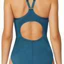 baleaf Women's Athletic Training Adjustable Strap One Piece Swimsuit Swimwear Bathing Suit Steel Blue 38/Large