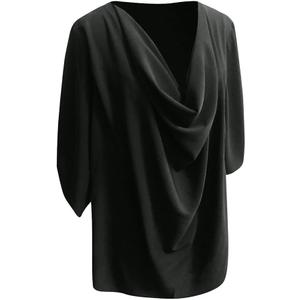 3/4 Sleeve Tops for Women Summer Cowl Neck Batwing Sleeve Blouses Business Casual Fashion Loose Shirts Trendy, S