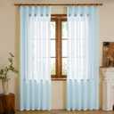 Blue Sheer Curtains 84 Inch Length Semi Voile Sheer Curtains for Boys Bedroom Soft Touch Light Filtering Drapes(Blue, 42 W x 84 L, 2 Panels)