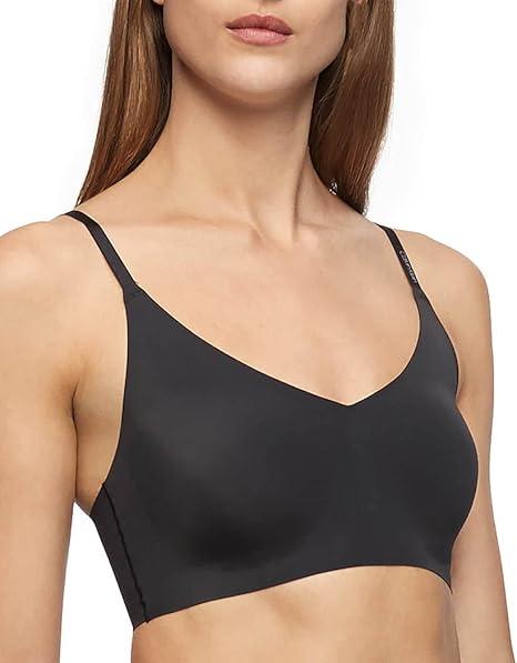 Calvin Klein Invisibles Comfort Lightly Lined Seamless Wireless Triangle Bralette Bra, Black, Small