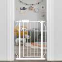 Narrow Baby Gate 24 to 29 Inch Wide Pet Gate Pressure Mounted No Drill Safety Gate Walk Through Metal Child Gate for Kids Stairs or Pets Indoor White (24.02"-29.13"/61-74cm)