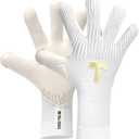 T1TAN Professional Goalie Gloves Rebel, Sizes 6-11, Many Colors, Goalkeeper Glove for Adults, for Youth or Woman, Soccer Gloves, Keeper Gloves, Pro Gloves, Professional 4mm Gecko Grip, Breathable (8, Rebel 2.0 White-Out)