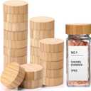 28 Pieces Bamboo Jar Lids Airtight Spice Jars Lids Fits 4 oz and 8 oz Square Spice Jars Reusable Wooden Storage Canning Caps for Nice Sealing Kitchen