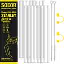 16-Pack Straws for Stanley 30oz & 40oz Tumbler, 12" straws Includes Cleaning Brush and straw cover