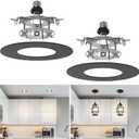 Recessed Can Light Conversion Kit for 5" and 6" Ceiling Fixtures - Pendant/Hanging Light Upgrade, Compatible with Ceiling Fans, Includes 7" Flat Steel Medallion,Black Finish,2 Pack