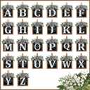 Ultra Large 14'' Last Name All Year Round Front Door Wreath with 26 Initial Letter Welcome Sign All Seasons Eucalyptus Garland and Bow Wreaths for Front Door Porch Farmhouse Decoration (H)