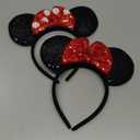 2 Pcs Red Mouse Ears Sequin Headbands,Shiny Bows Headbands, A Perfect Addition to Your Trip Essentials Accessories for Women Grils Princess Decoration Costume Cosplay