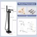 Waterfall Free Standing Tub Faucet, Floor Mount Bathroom Tub Filler Freestanding Bathtub Shower Faucets with Handheld Sprayer, Matte Black
