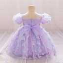IDOPIP Toddler Baby Girls Rainbow Butterfly Tutu Dress Princess Butterfly 1st Birthday Party Dresses Pageant Tulle V-Back Flower Girl Wedding First Communion Gown Purple - 3D Butterfly 12-18 Months (Purple)