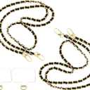 2PCS Cell Phone Chain Crossbody,Phone Lanyard,47.2" Metal Chain with Leather Strap for IPhone Case