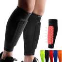 HiRui Soccer Shin Guards Shin Pads for Kids Youth Adult, Calf Compression Sleeve with Honeycomb Pads, Support for Shin Splint Baseball Boxing Kickboxing MTB, Lightweight(1PAIR) (Large, Black)