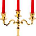 Rely+ 3 Arm Baby Candelabra Gold Glossy 8 Inch Taper Candle Holders Gothic Decorations Candlesticks Holder Home Decor Wedding Parties Centerpiece for Dining Table