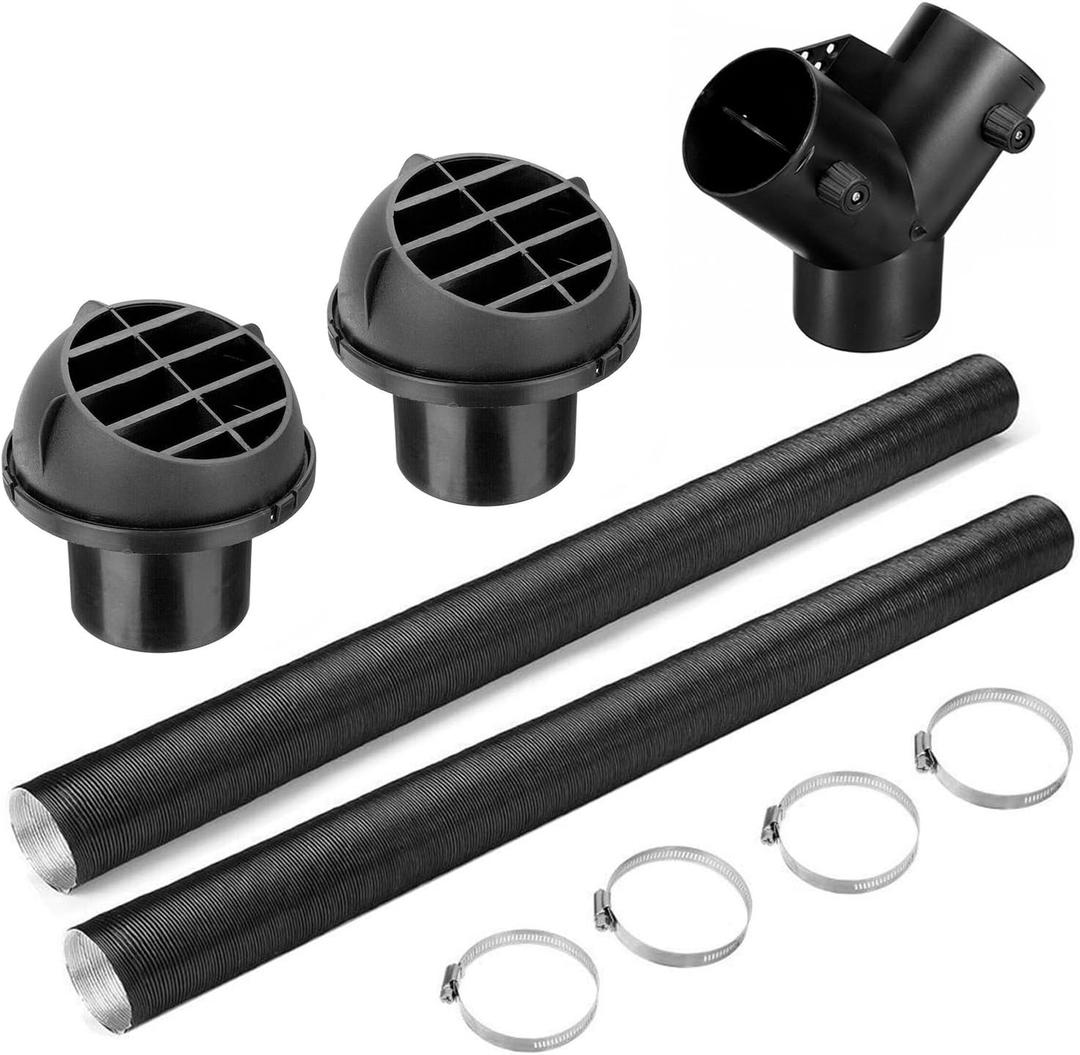 75mm Diesel Heater Duct Pipe Kit, ZDHQLHJ Diesel Parking Heater Set, Exhaust Pipe, 3-Way Y Shape Splitter Ducting Connector with Adjustable Valves, Car Heater Duct Warm Air Outlet Vent
