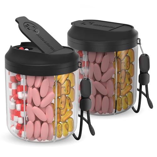 Amazon.com: Pill Dispenser with 7 Large Compartments, Pill Bottle Organizer for Travel, Supplement Organizer with Anti-Mixing Design, BPA-Free Pill Container with 20 Pcs Labels, Black 2pcs : Health & Household