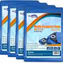 Blue Tarp Pack of 4 Tarps Heavy Duty waterproof 8x10 Large Multipurpose Poly Outdoor Tarps Cover 5 Mil Thickness Blue Tarpaulin Reinforced Rip Resistant Rubber Edges With Aluminum Grommets