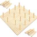 Kigley 3 Pcs Wood Pegboard Drawer Organizer with 32 Pegs Wooden Peg Board Drawer Shelf Organizer Adjustable Peg System for Dishes Plate Pot Container Cookware Utensil Kitchen(17 x 5.91 in)