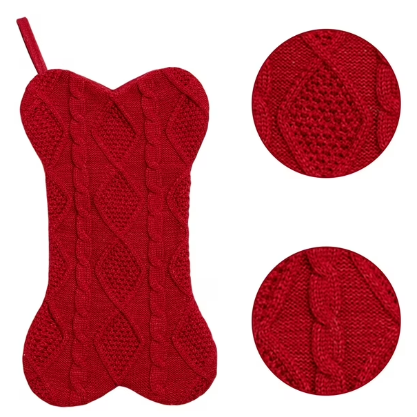Dog Christmas Stocking, Knit Christmas Stocking for Dogs, Bone Shape Dog Stocking Christmas Large Pet Stockings Hanging Dog Christmas Stocking for Dogs Cats Pets