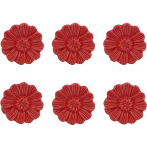 5PCS Vintage Floral Daisy Ceramic Dresser Drawer Knobs Elegant Cabinet Cupboard Door Hardware Pull Handles w/Screws Red