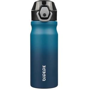 BJPKPK 18oz Insulated Water Bottle With Straw Stainless Steel Double Wall Water Bottles BPA Free Leak Proof Thermo With Lockable Flip Lid And Soft Silicone Spout, Indigo Black