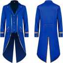 IBTOM CASTLE Men's Steampunk Vintage Tailcoat Jacket Gothic Medieval Victorian Frock Button Down Swallow Coat Uniform Costume (Blue, XL)