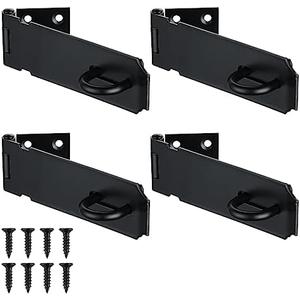 JQK Door Hasp Latch Lock, 5 Inch 304 Stainless Steel Safety Packlock Clasp Thickness 1.9 mm, Matte Black 4 Pack, DL130-PB-P4