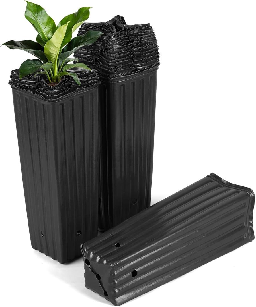 12 Inch Tall Tree Nursery Pots for Plants, 50 Pack Plastic Deep Tree Plant Pot with Drainage Holes, Seedling Flower Treepots for Indoor Outdoor