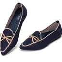 BEJINASH Women's Loafer Flats Casual Knit Fabric Lightweight Dressy Shoes Washable Elegant Pointed-Toe lace-up Bow Shoes Comfortable Ballet Shoes for Women Perfect for Daily 9.5