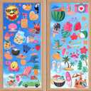 CCINEE 4 Sheets Summer Window Clings, 61pcs Double-Sided Summer Window Stickers Pool Beach Theme Decals for Glass Windows for Home, Office, Party Decor