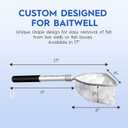 BasicGear Compact Baitwell Net for Live Bait Soft Nylon Mesh, Aluminum Frame, EVA Non-Slip Grip & Anti-Drop Rope